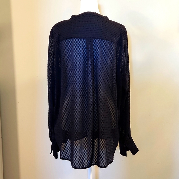 H&M~ Sheer Navy Blue Blouse Size 14 - Picture 5 of 8